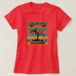 Multifärgad Rand kyrkogård med Fladdermöss och Trä T Shirt