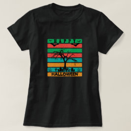 Multifärgad Rand kyrkogård med Fladdermöss och Trä T Shirt