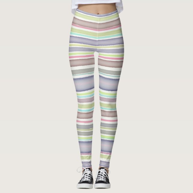 Multifärgad rand, vattenfärg leggings (Framsida)