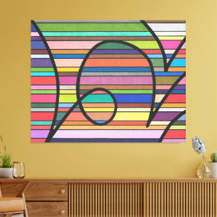 Multifärgad Randig Abstrakt Flytande svart Kurvor Canvastryck