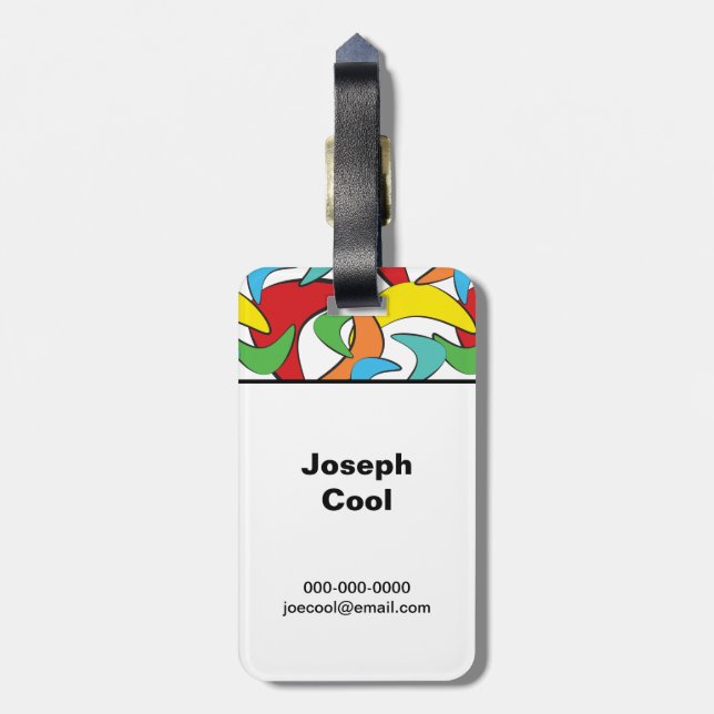 Multifärgad Retro Boomerang-Personlig Bagagebricka (Baksidan Lodrät)