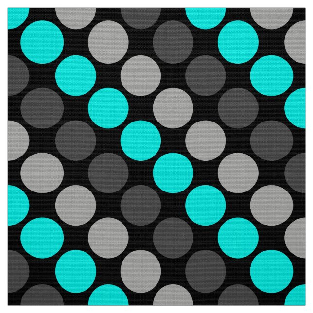 Multifärgad Retro Polka dots-Grått-turkos Tyg (Provkarta)