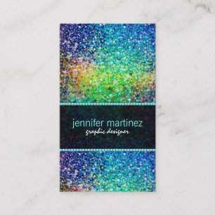 Multifärgad Retro Sparkles & Glitter Mönster Visitkort