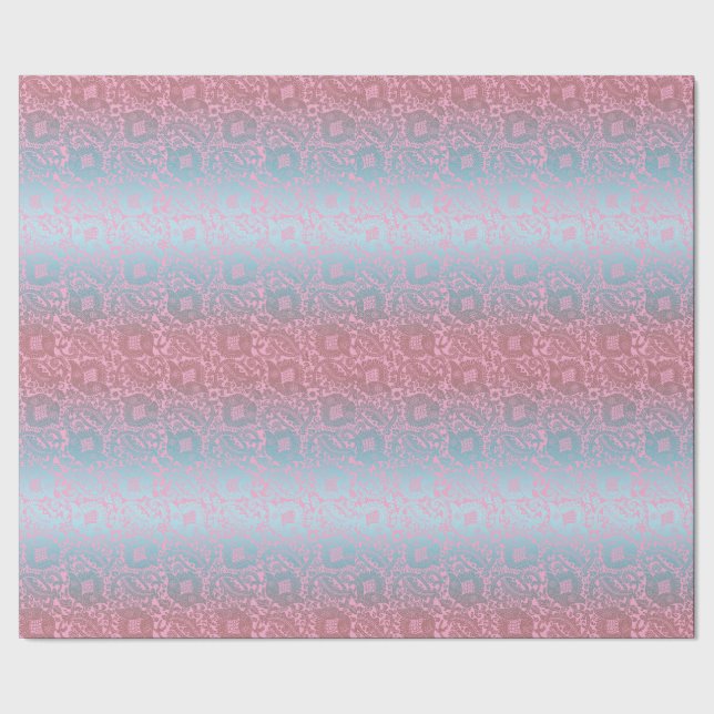 Multifärgad Rosa Medieval Unik Blommigt Ornament Presentpapper (Seam)