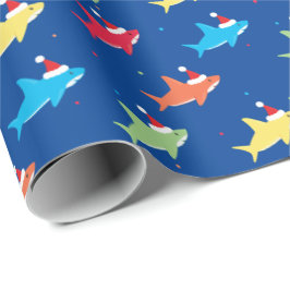 Multifärgad Sharks Santa Hat Dots Mönster jul Presentpapper