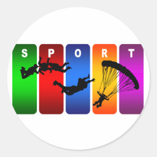 Multifärgad Skydiving Emblem Runt Klistermärke