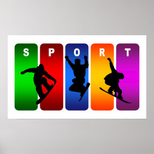 Multifärgad Snowboarding Emblem Poster
