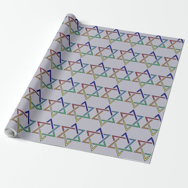 Multifärgad Star of David Helgdag Wrapping Papper Presentpapper (Utrullad)