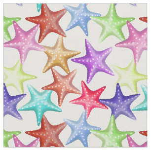 Multifärgad Starfish Nautical Summer Beach Tyg
