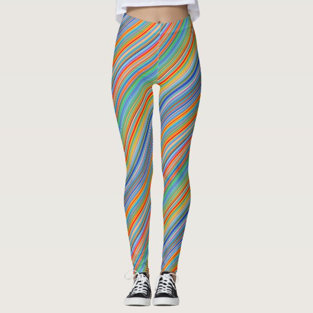 Multifärgad stripe Mönster Leggings (Framsida)