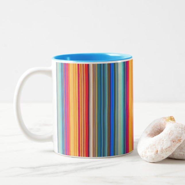 Multifärgad stripe Mönster Två-Tonad Mugg (Med munk)