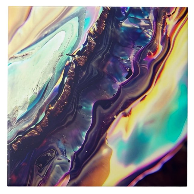 Multifärgad Swirling Rand i Igneous Sten Kakelplatta (Framsidan)