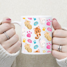 Multifärgad Tecknad Stil Cats Tass avtryck