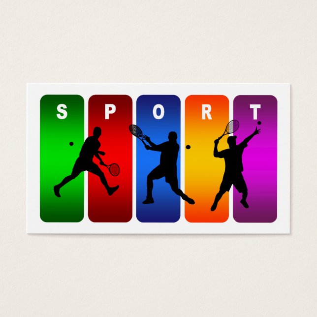 Multifärgad Tennis Emblem (Male) Visitkort (Framsidan)