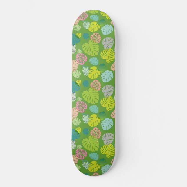 Multifärgad Tropical Löv 8 Mini Skateboard Bräda 18,5 Cm (Framsida)