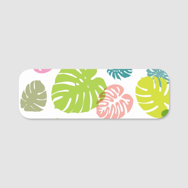 Multifärgad Tropical Löv Namnbricka (Framsida)