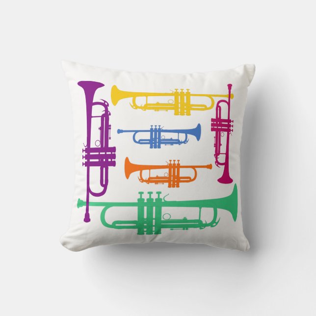 Multifärgad Trumpet Brass Music Instrument Kudde (Framsida)