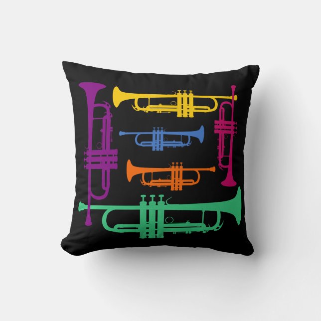 Multifärgad Trumpet Brass Music Instrument Kudde (Framsida)