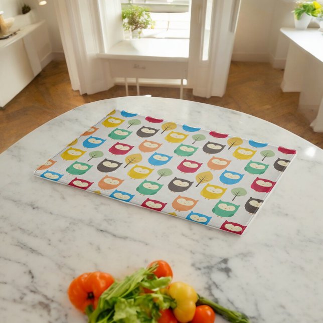 Multifärgad Uggla Mönster (Chopping Board)