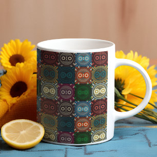 Multifärgad Uggla Mönster Kaffemugg