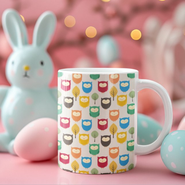 Multifärgad Uggla Mönster Kaffemugg (cups and mugs)