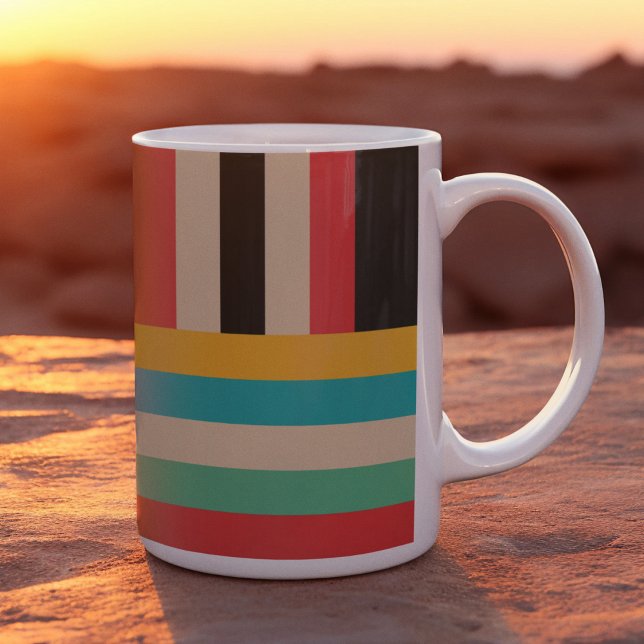 Multifärgad Vågrät Lodrät Rand Kaffemugg (mugs and cups)