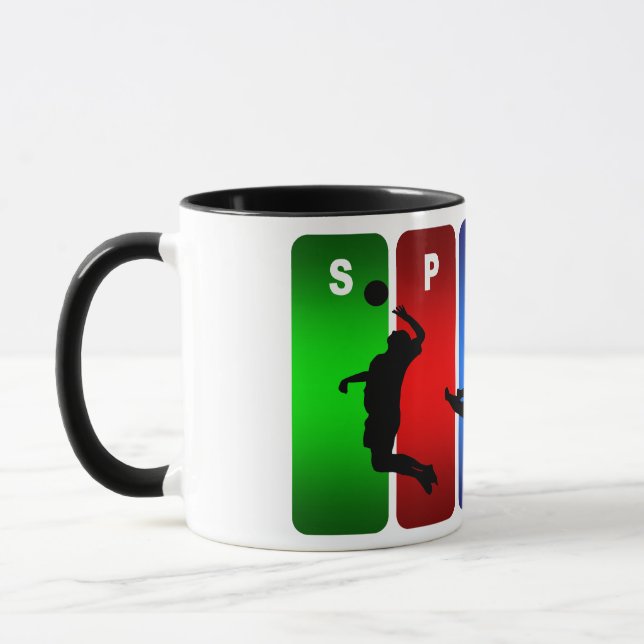 Multifärgad Volleyball Emblem Mugg (Vänster)