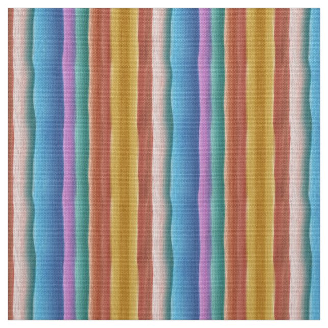 Multifärgad Watercolor Rand Mönster Tyg (Provkarta)