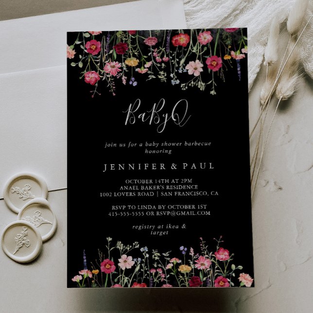 Multifärgad WildblomBabyQ Baby Shower Barbecue Inbjudningar (Skapare uppladdad)