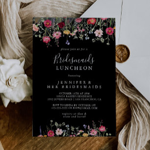Multifärgad Wildblombridesmaids Luncheon Shower Inbjudningar