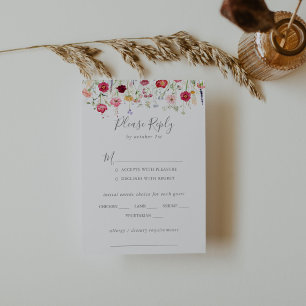 Multifärgad WildblomBröllop Menu Choice OSA Kort