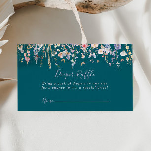 Multifärgad WildblomGrönt Diaper Raffle Biljett Tilläggskort
