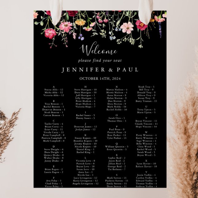 Multifärgad Wildblomma Alfabetiskt sittningsschema Poster (Skapare uppladdad)