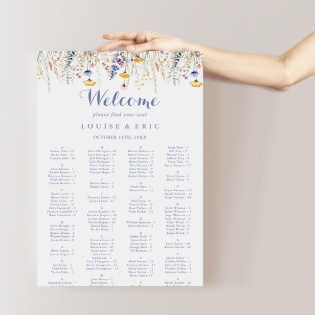 Multifärgad Wildblomma Alfabetiskt sittningsschema Poster (Skapare uppladdad)