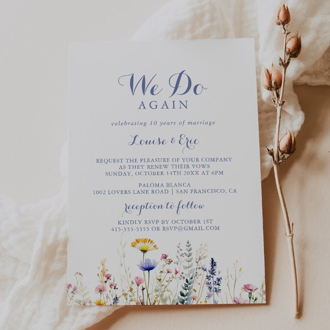 Multifärgad Wildblomma Vi gör om Vow Renewal Inbjudningar (Skapare uppladdad)