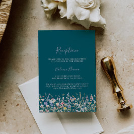 Multifärgad Wildblomme Grönt Bröllopsmottagning Tilläggskort