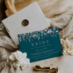 Multifärgad Wildbloms Grönt Bride Möhippa Inbjudningar