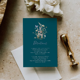 Multifärgad Wildbloms Grönt Bröllop Directions Tilläggskort