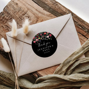 Multifärgad Wildbloms Tack Wedding Favor Runt Klistermärke