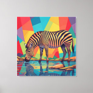 Multifärgad zebra Art Vibrant och Surreal design Canvastryck