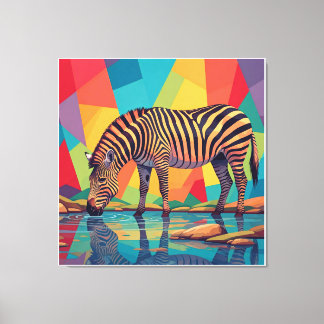 Multifärgad zebra Art Vibrant och Surreal design Canvastryck