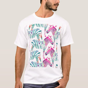 Multifärgad Zebra: Mode Jungle Print. T Shirt