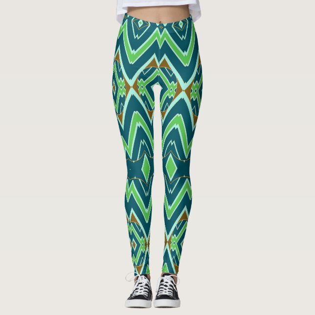 Multifärgad zigzag klassisk "Ratti_Kreativ_Arts" Leggings (Framsida)