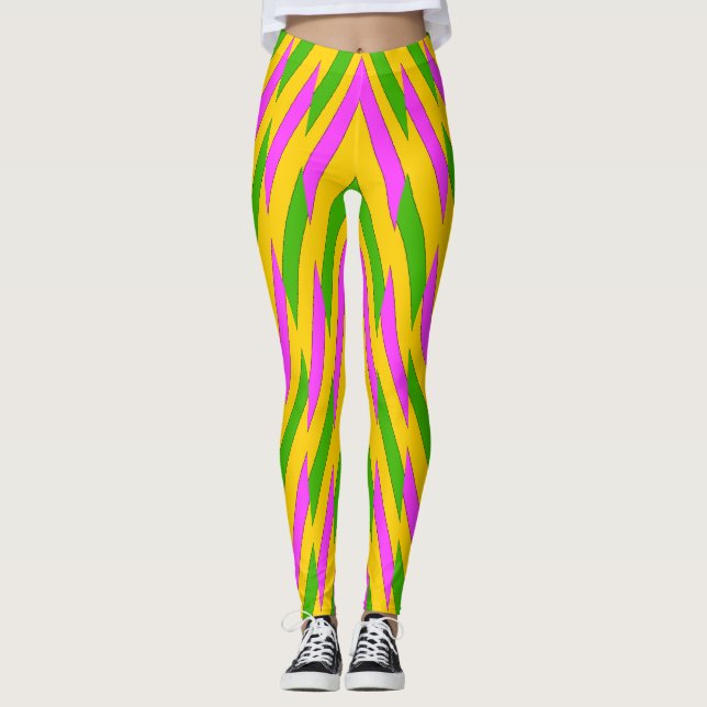 Multifärgad zigzag mönster "Ratti_Kreativ_Arts Leg Leggings (Framsida)