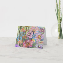Multifärgad Zinnia-anteckningskort