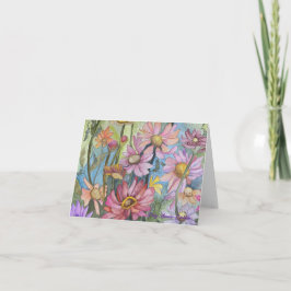 Multifärgad Zinnia-anteckningskort Helgkort