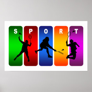 MultifärgadBadmintonEmblem Poster