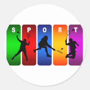 MultifärgadBadmintonEmblem Runt Klistermärke