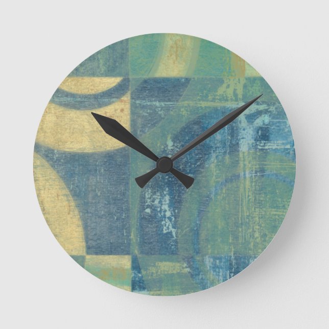 Multifärgade cirklar och paneler rund klocka (Framsida)