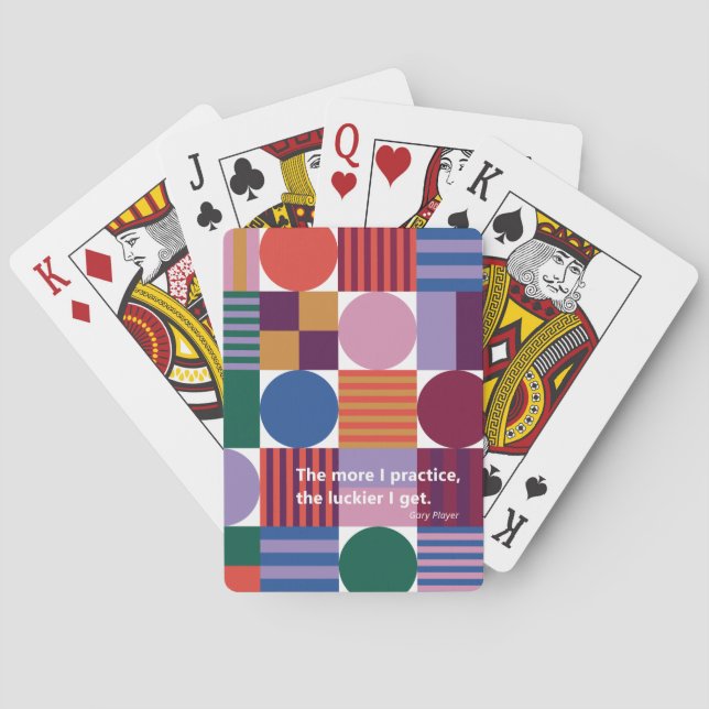 Multifärgade geometriska former mönster med citatt casinokort (Baksidan)